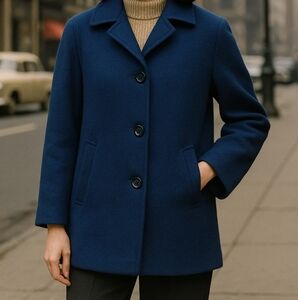 Vintage Weatherbee Wool Peacoat Royal Blue Small Warm Winter Coat Classic Mod 60